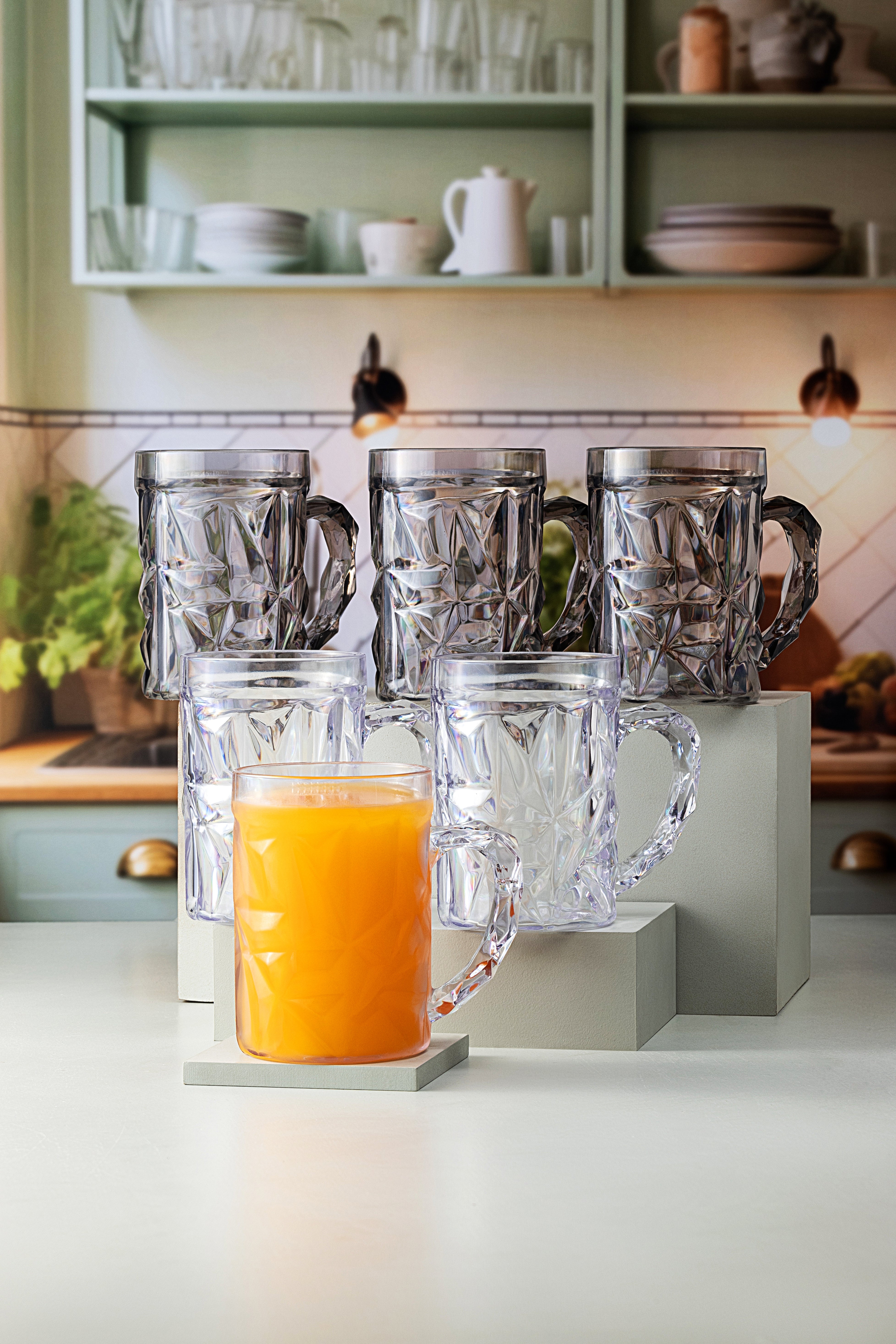 Premium Crystal plastic Mug - Pack of 3