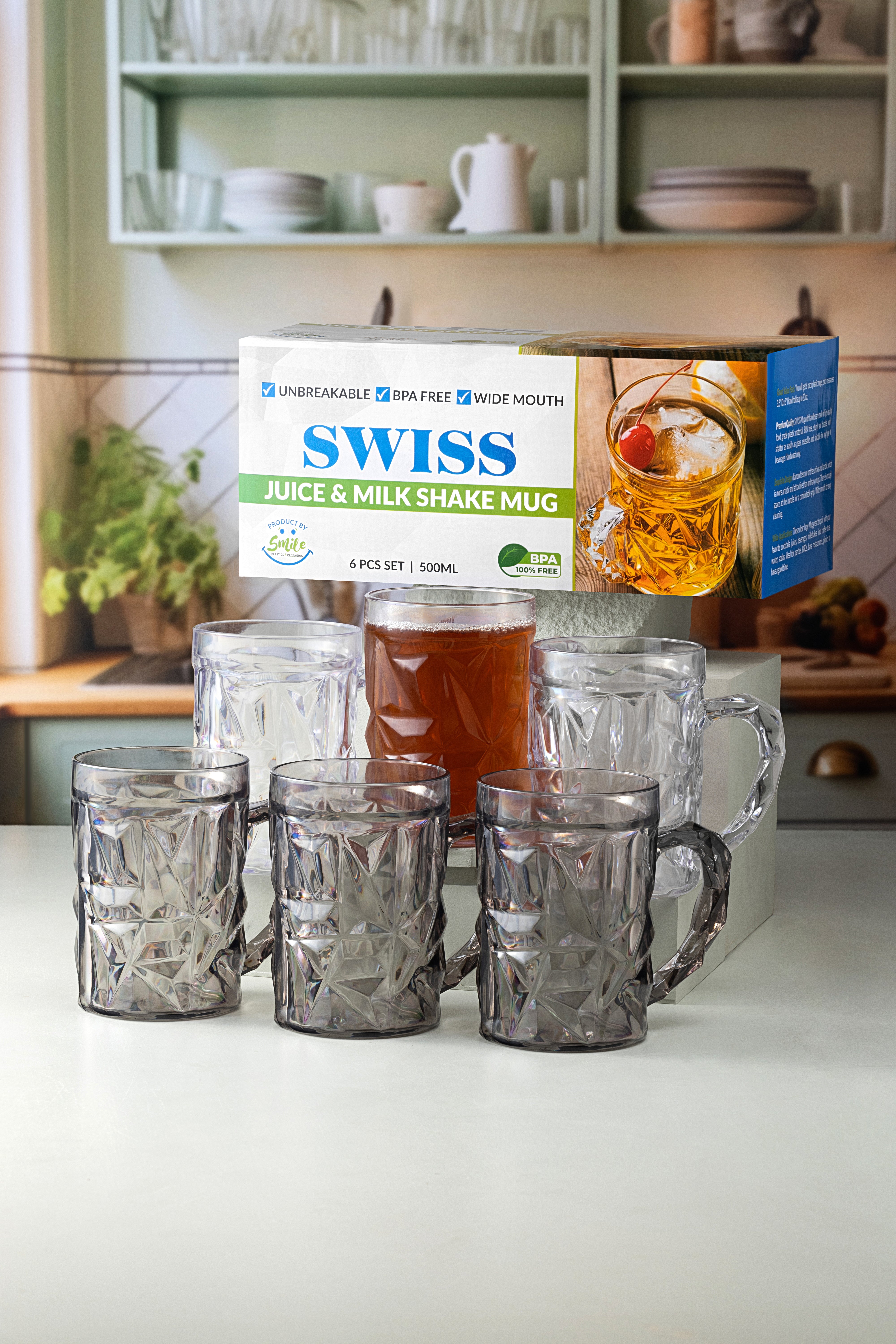 Premium Crystal plastic Mug - Pack of 3