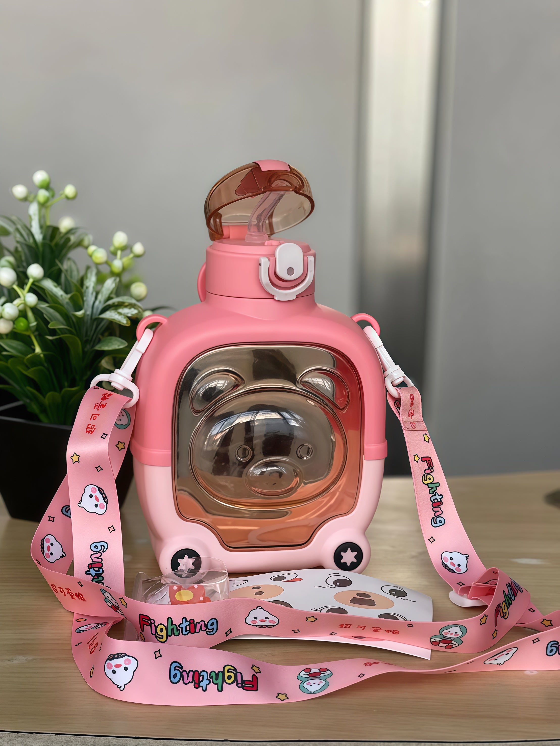 Bear bottle for kids,Leak proof Straw bottle 1000ML