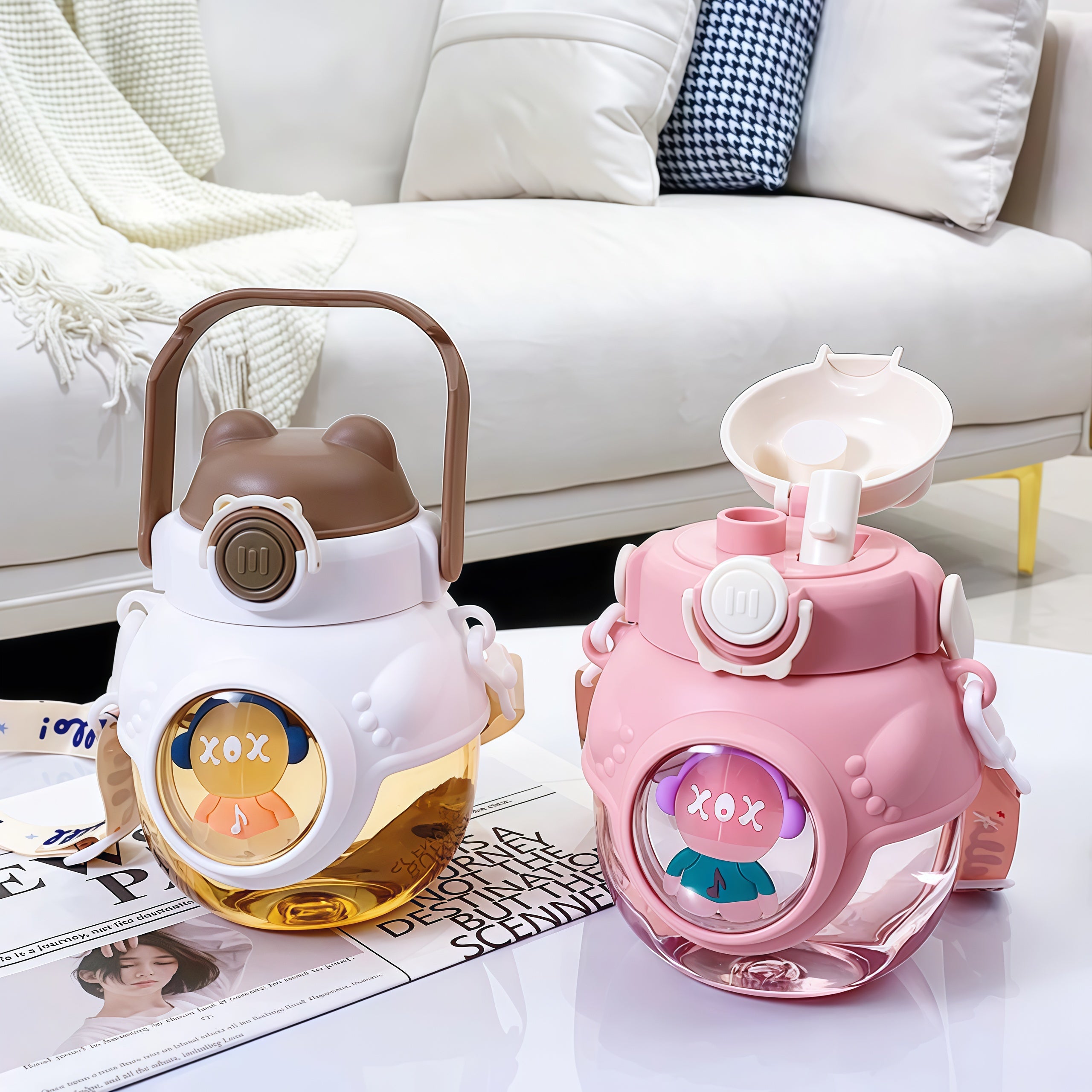 Hug Bear Double Drink Big belly Water bottle 1000ML