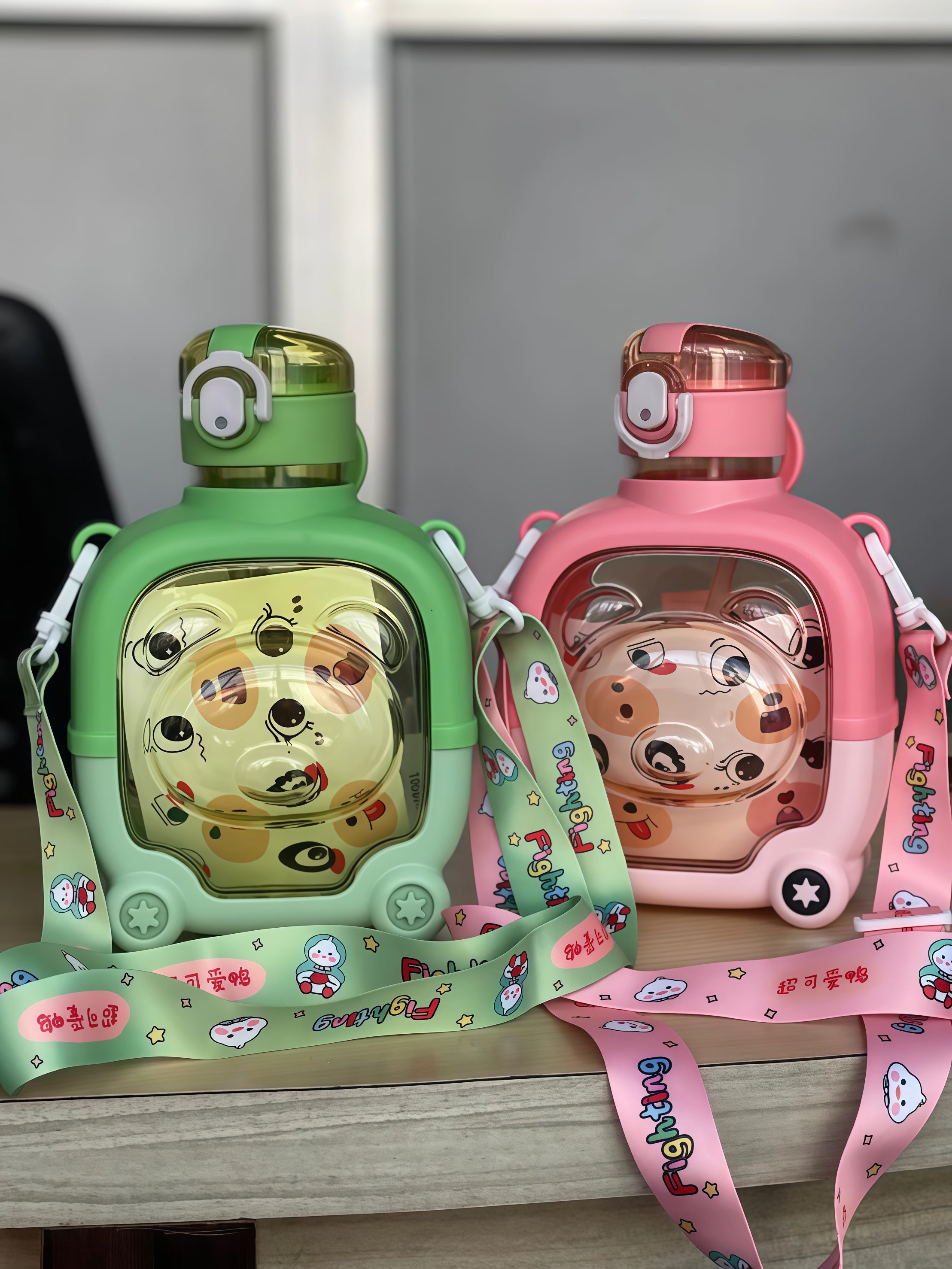Bear bottle for kids,Leak proof Straw bottle 1000ML